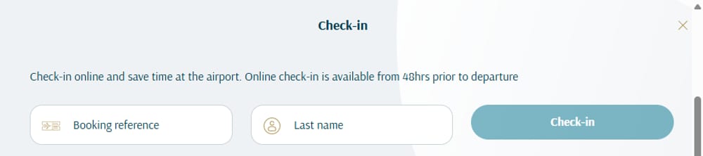 Окно онлайн-регистрации Oman Air: код бронирования и фамилия пассажира